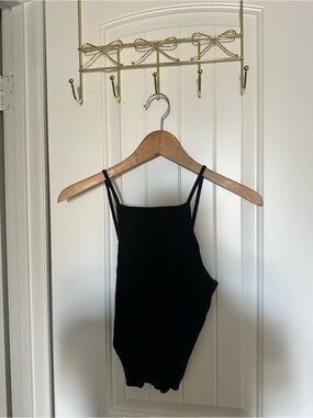 Black High Neck Knit Crop Top